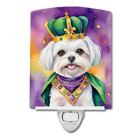 Maltese King of Mardi Gras Ceramic Night Light 4 in x 6 in