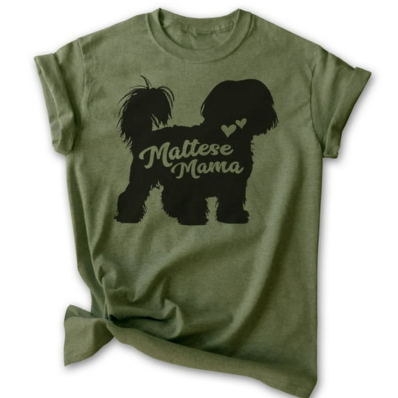 Maltese Mama, Unisex Women's Shirt, Maltese Owner, Funny Dog Mama Gift, Heather Military Green, 3X-Large