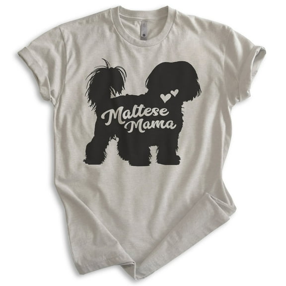 Maltese Mama, Unisex Women's Shirt, Maltese Owner, Funny Dog Mama Gift, Light Silk Gray, X-Large