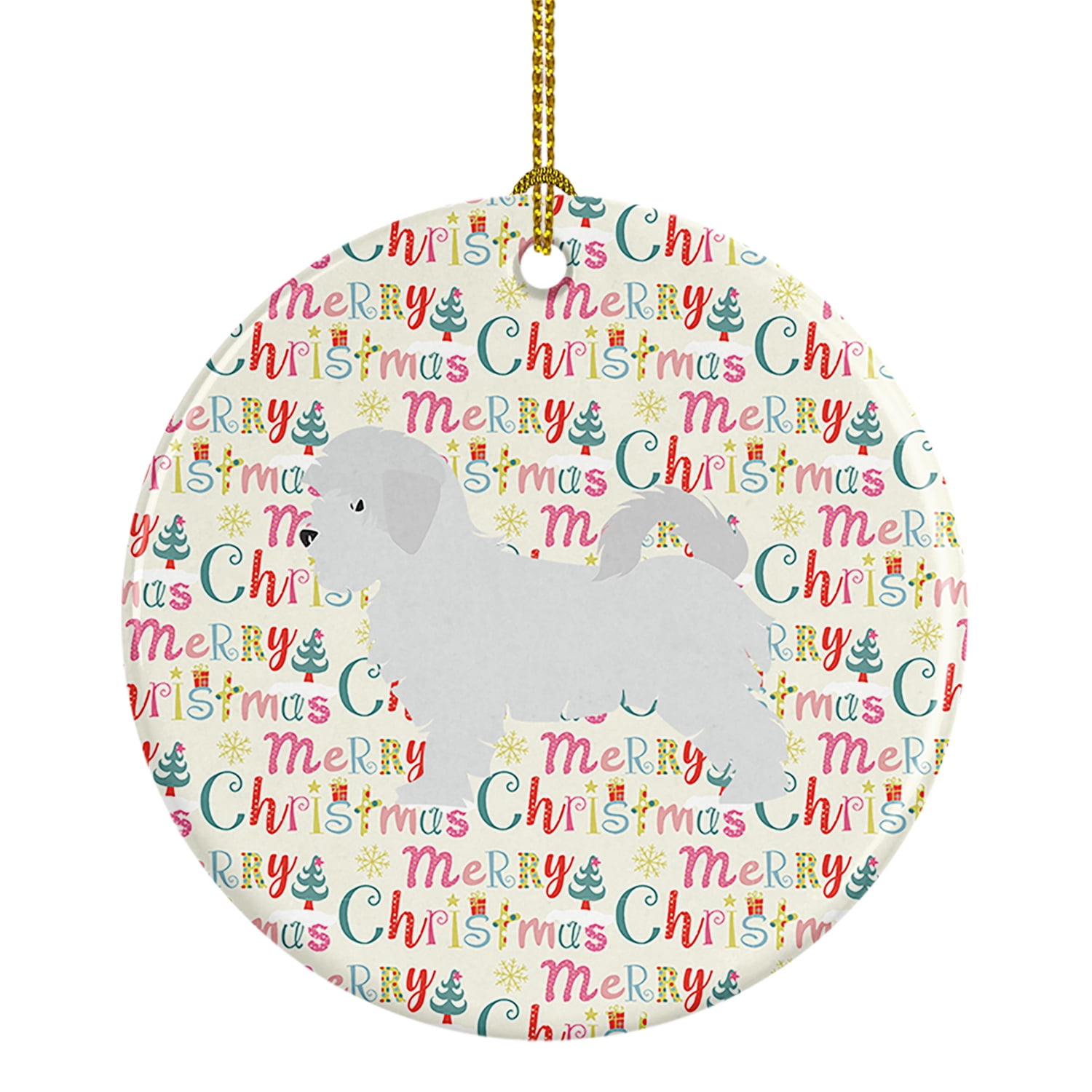 Maltese Merry Christmas Ceramic Ornament 2.8 in x 2.8 in