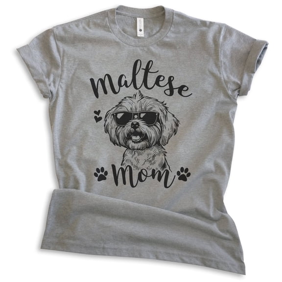 Maltese Mom, Unisex Women's Shirt, Maltese Owner, Funny Dog Mom Gift, Dark Heather Gray, X-Large