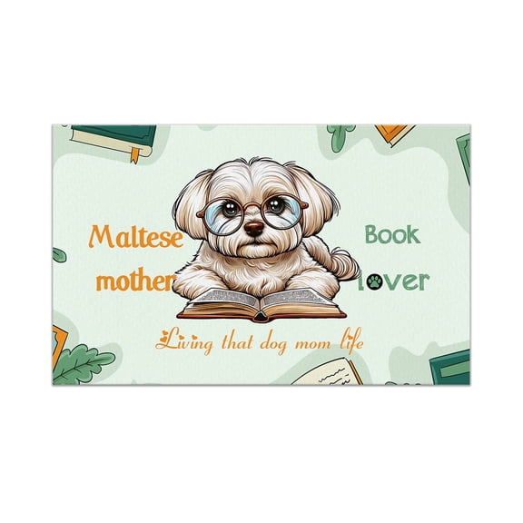 Maltese Mother Book Lover Living That Dog Mom Life Happy Mother's Day Doormat Maltese Dog Lover Gifts Idea Indoor Outdoor Welcome Mat - 03004