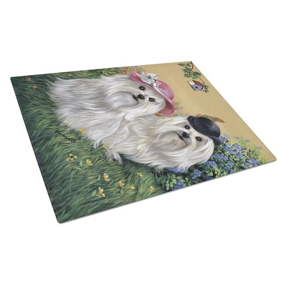 Maltese Mr & Mrs Glass Cutting Board - Large