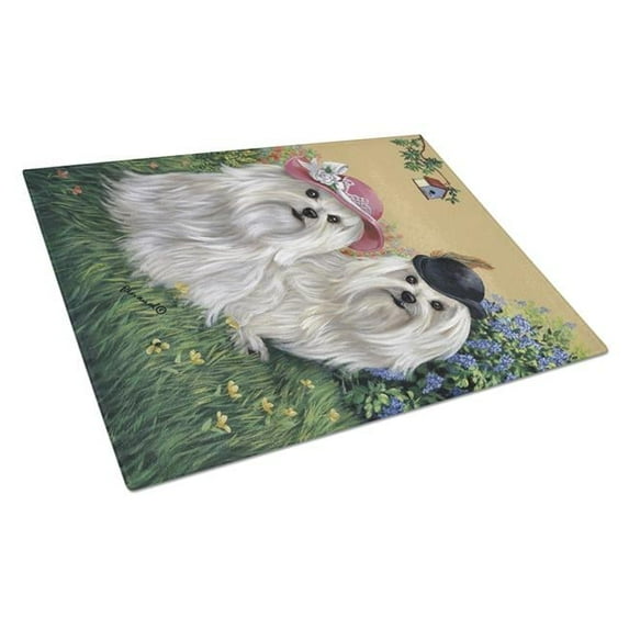 Maltese Mr & Mrs Glass Cutting Board - Large