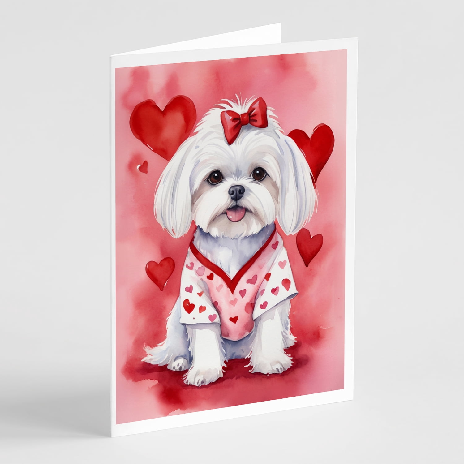 Maltese My Valentine Greeting Cards Pack of 8 7 in x 5 in