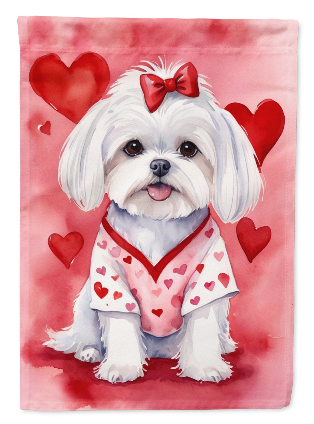 Maltese My Valentine House Flag 28 in x 40 in
