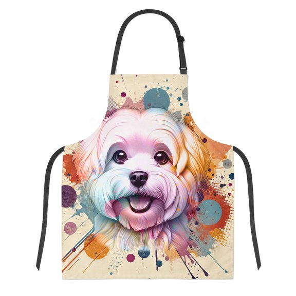 Maltese Portrait Watercolor Vintage Retro Styles Apron Maltese Dog Lover Gifts Idea for Cooking Grilling Baking Painting Gardening - 00001
