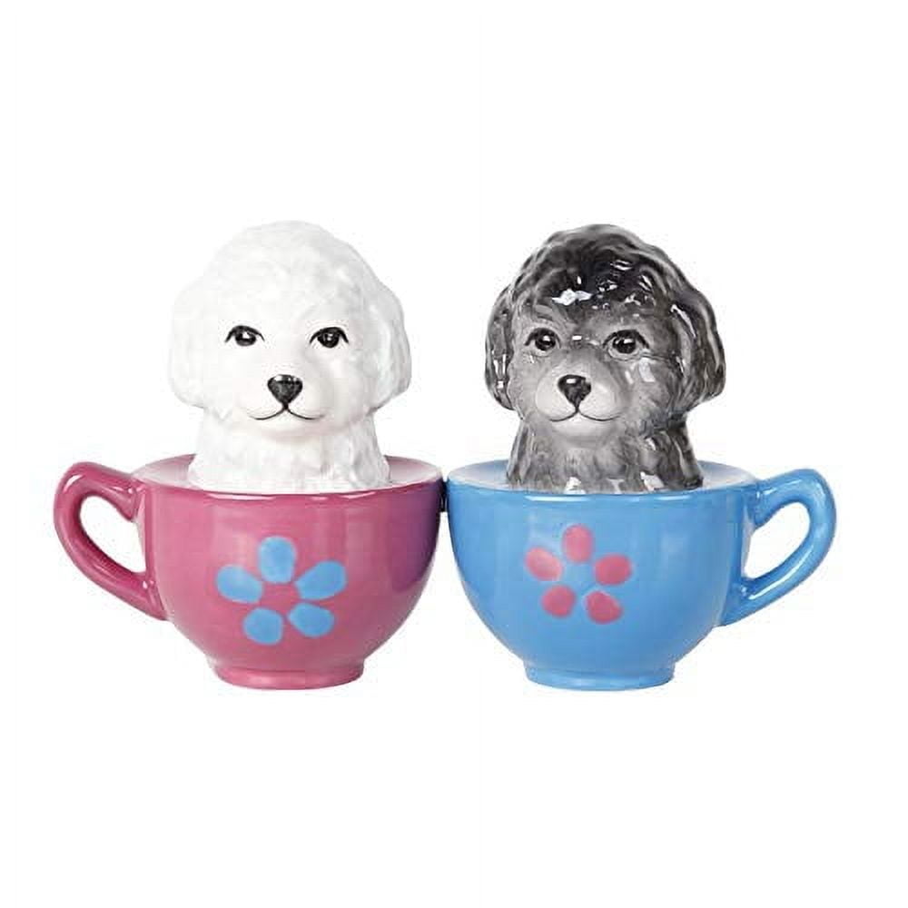 Pacific Trading Dachshund Puppy Salt And Pepper Shakers - Ceramic Tea Cup Puppy Love Set