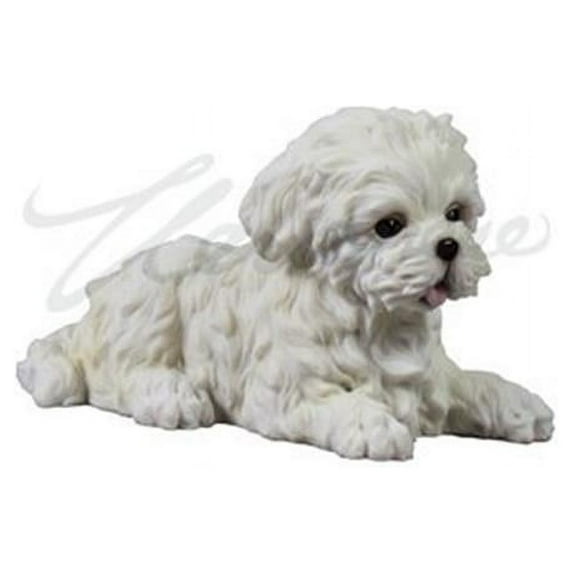 Maltese Puppy Lying Down Decorative Statue Figurine