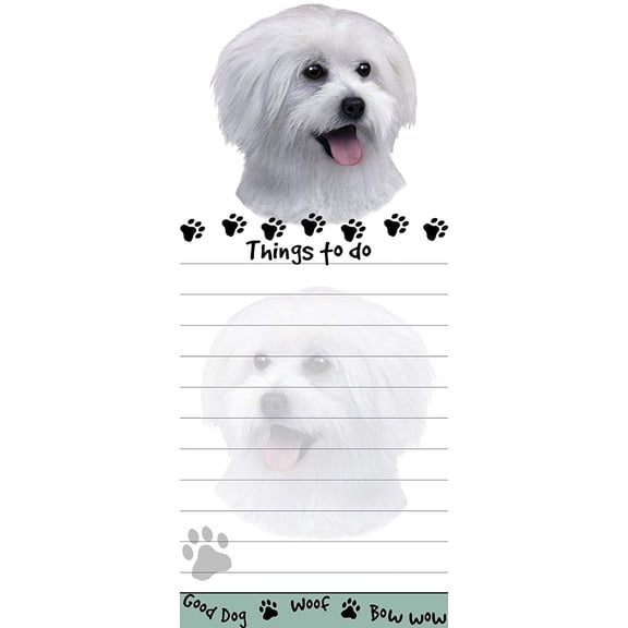 "Maltese Puppy Magnetic List Pads" Uniquely Shaped Sticky Notepad