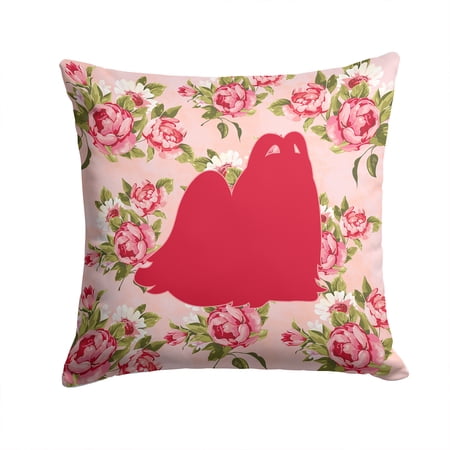 Maltese Shabby Chic Pink Roses Fabric Decorative Pillow