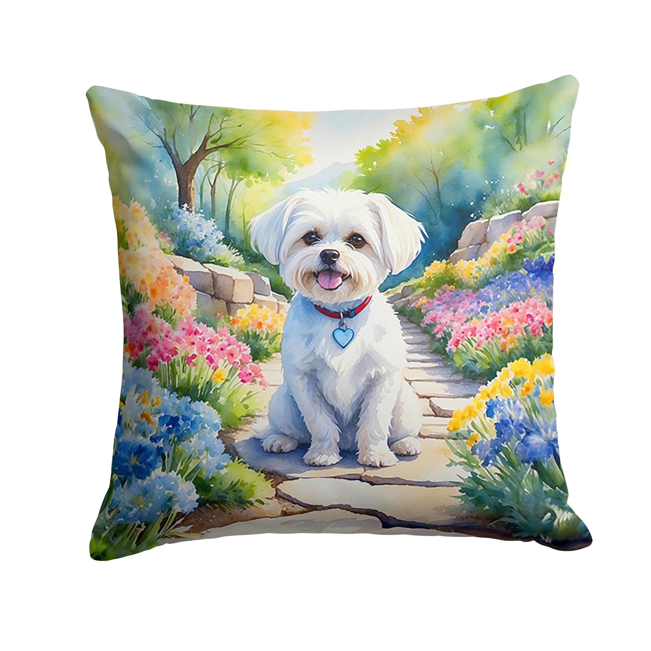 Maltese Spring Path Throw Pillow 18 in x 18 in