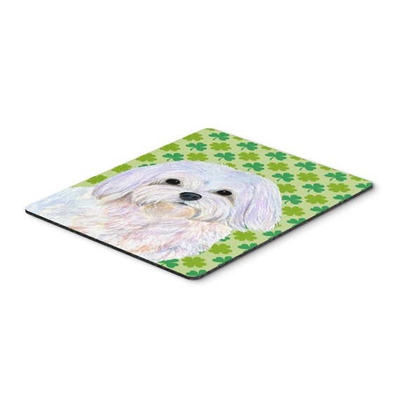 "Maltese St. Patricks Day Shamrock Portrait Mouse Pad Hot Pad or Trivet"