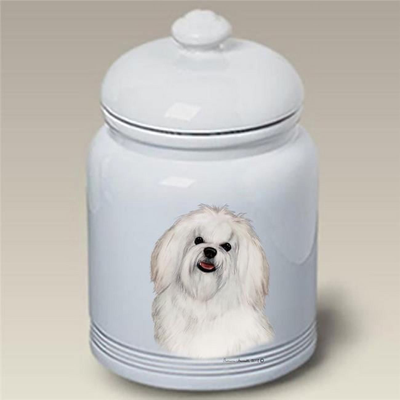 Maltese Stoneware Ceramic Doggie Treat Jar