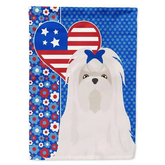 Maltese USA American Flag Garden Size