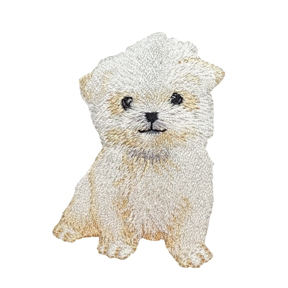 Maltese, White Dog, Toy Puppy, Realistic Pets, Animals, Embroidered, Iron on Patch