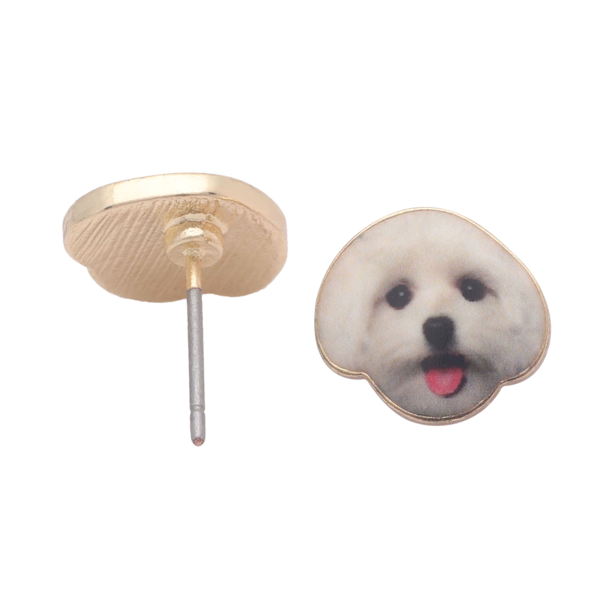 Maltese White Puppy Dog Stud Earrings Ginger Lyne Collection
