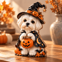 Boxer Witch Black Cape Wooden Block 3 Layer for Halloween Pet Lover ...
