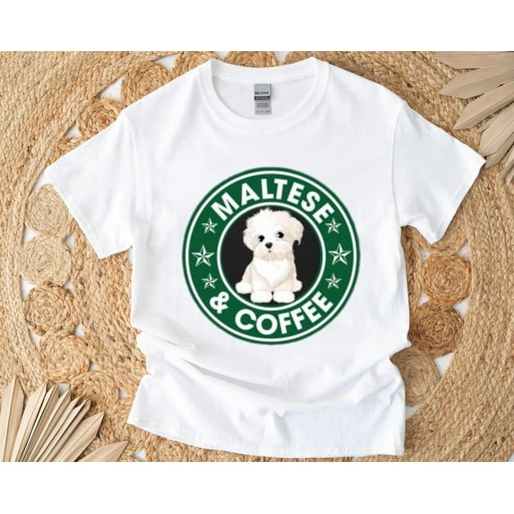 Maltese and Coffee Cute Dog Lover Pet and Caffeine Humor T-Shirt , Hoodie , Sweatshirt, for men & women, up to size 5XL.