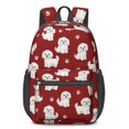 thumbnail image 1 of Maltese and Dog Paw Print Red 17" School Backpacks for Teens,Waterproof Oxford Fabric,S-Shape Padded Straps for School,Travel,Hiking,Camping, 1 of 6