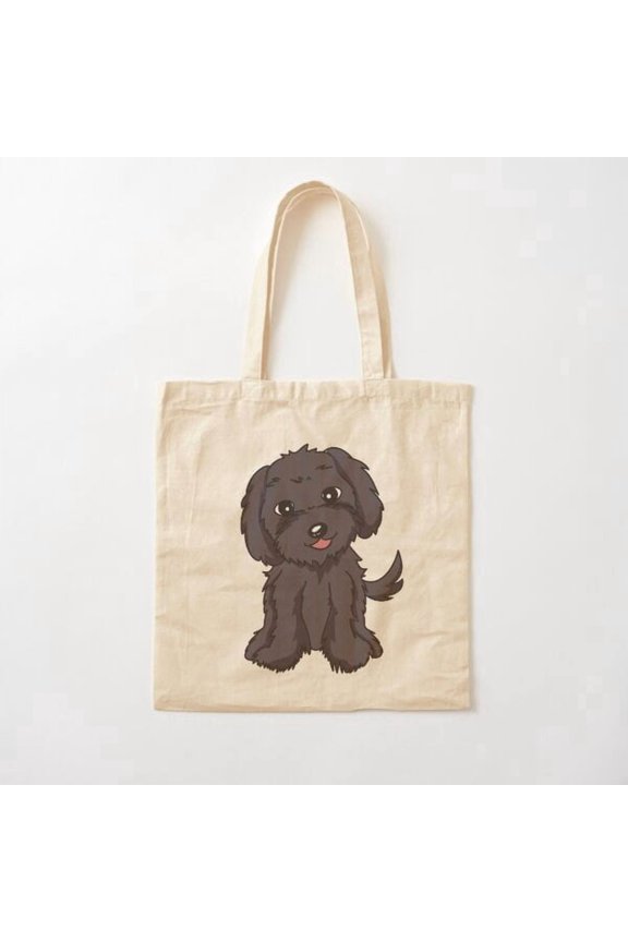 Maltipoo Black Grey Dog Canvas Tote Bags, Reusable Shopping Bag
