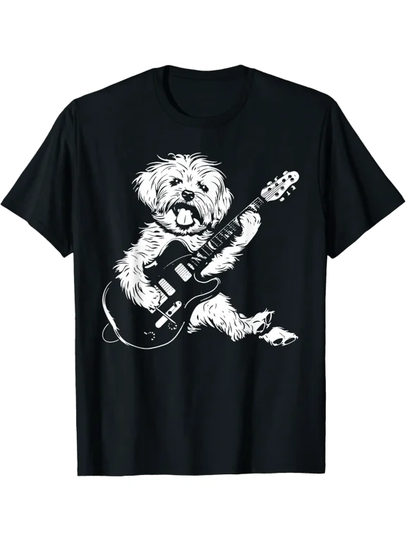 Maltipoo Dog Guitarist Guitar Mom Dad T-Shirt
