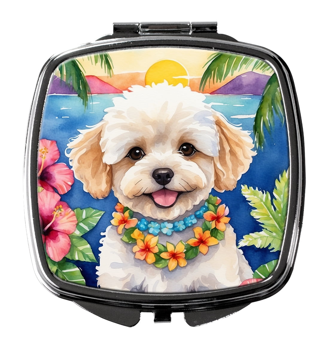 Maltipoo Luau Compact Mirror 2.75 in x 3 in