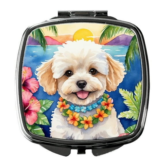 Maltipoo Luau Compact Mirror 2.75 in x 3 in