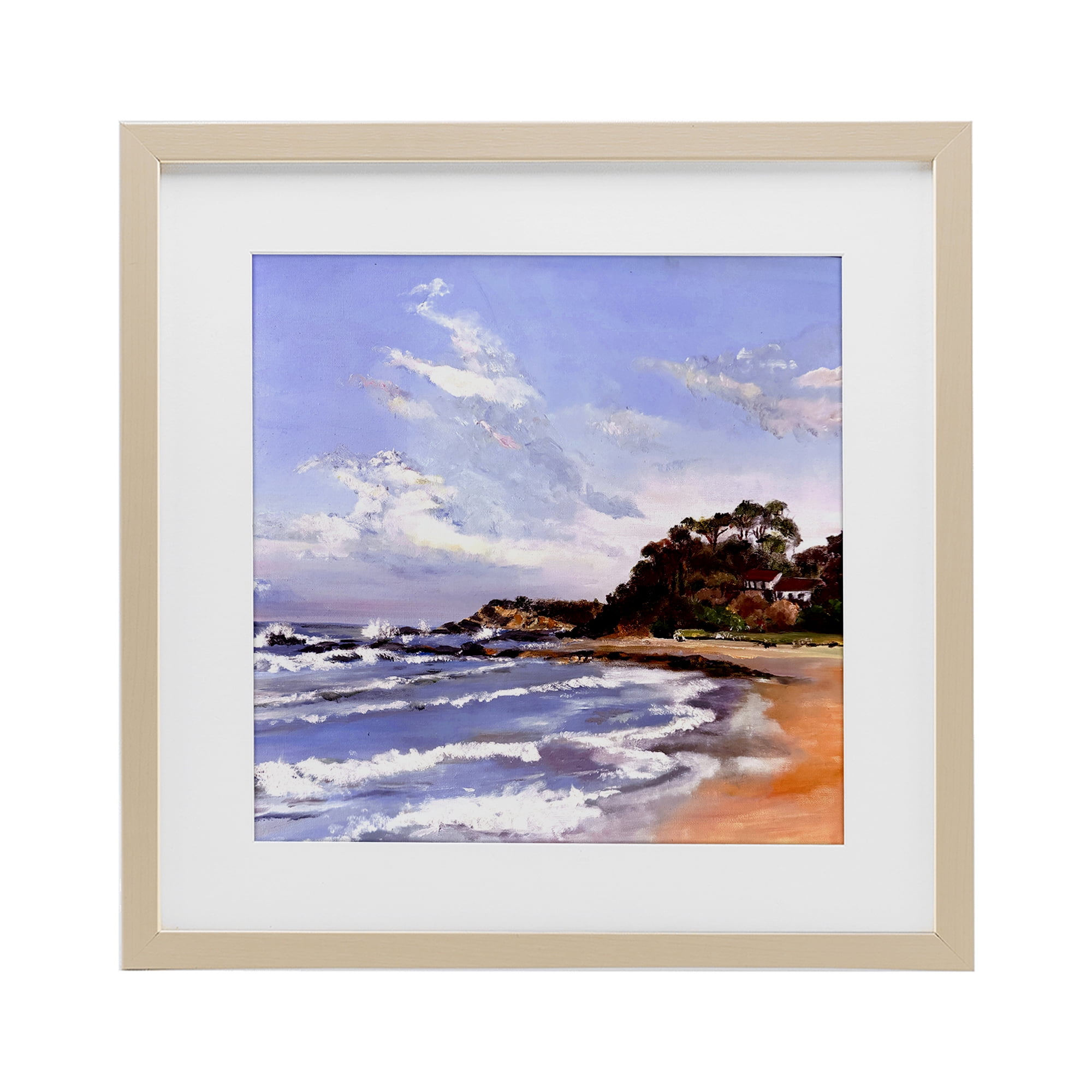 Malua Bay Seascape Birch Framed Print Under Glass, design by Patricia Reynolds