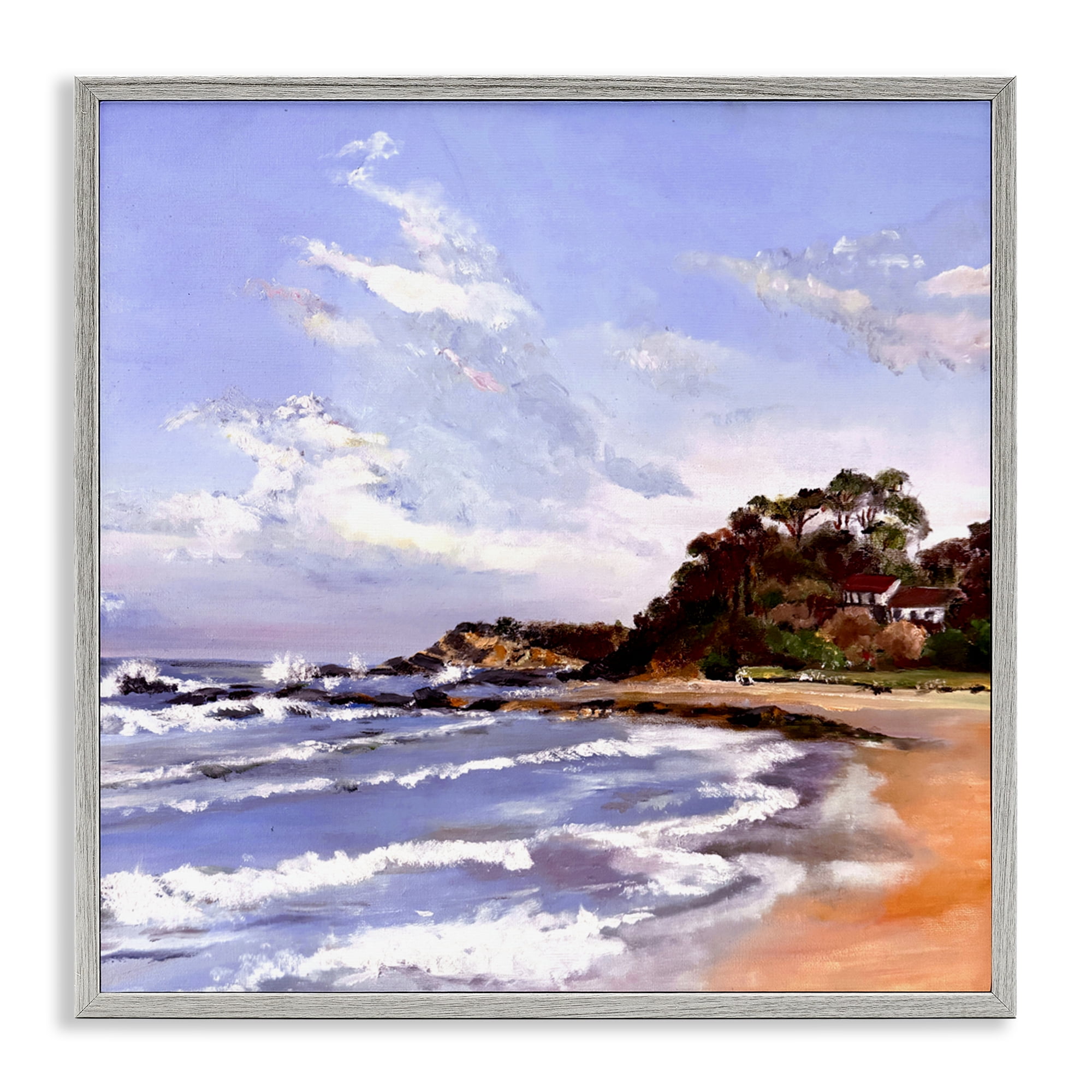 Malua Bay Seascape Gray Framed Giclee Art, design by Patricia Reynolds