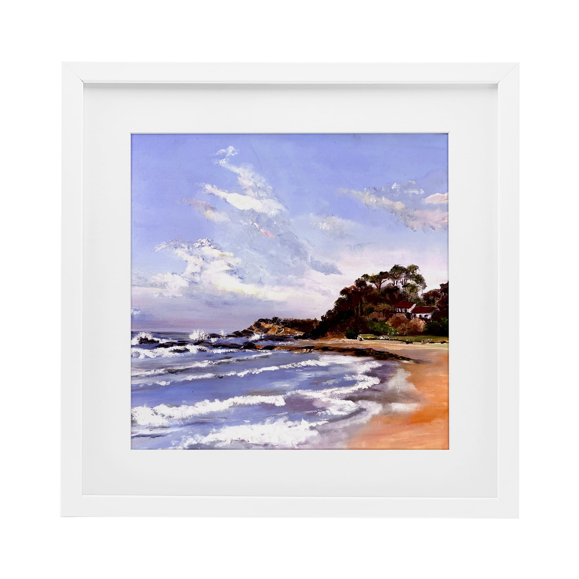 Malua Bay Seascape White Framed Print Under Glass, design by Patricia Reynolds