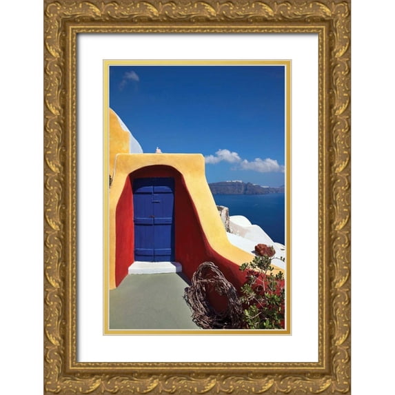 Malvin, Larry 13x18 Gold Ornate Wood Framed with Double Matting Museum Art Print Titled - Deck Ocean View I