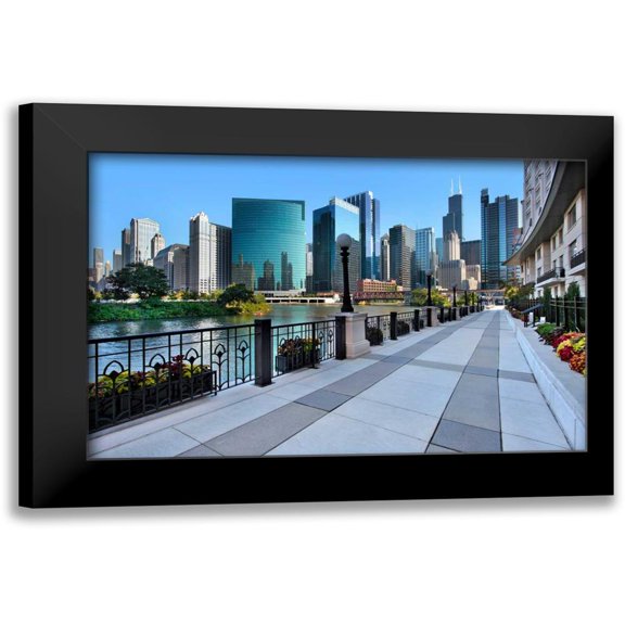 Malvin, Larry 14x11 Black Modern Framed Museum Art Print Titled - Sidewalk Skyline River