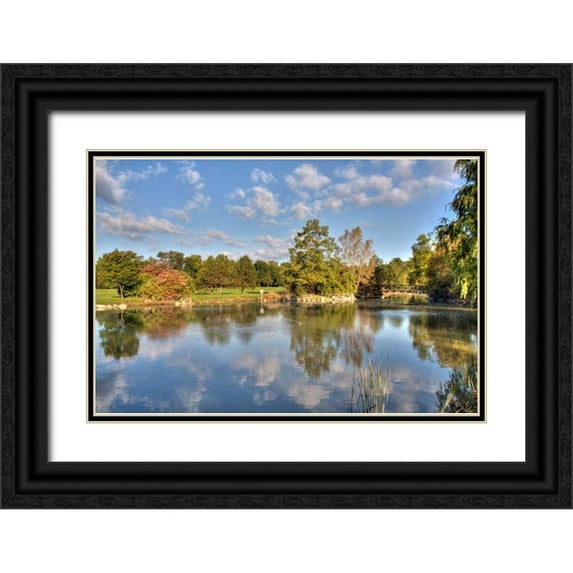 Malvin, Larry 14x11 Black Ornate Wood Framed with Double Matting Museum Art Print Titled - Flick Park Lake