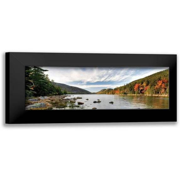 Malvin, Larry 24x11 Black Modern Framed Museum Art Print Titled - Jordan Pond Panorama