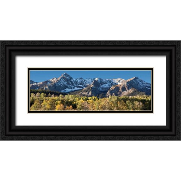 Malvin, Larry 24x11 Black Ornate Wood Framed with Double Matting Museum Art Print Titled - Sneffles Range Panorama