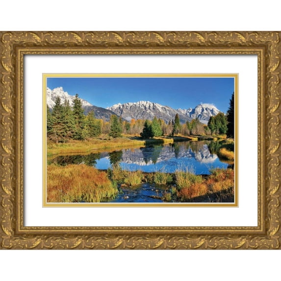 Malvin, Larry 32x23 Gold Ornate Wood Framed with Double Matting Museum Art Print Titled - Schwabacher Pond