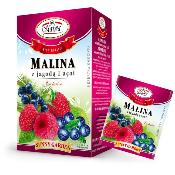 Malwa fruit tea Sunny Garden RASPBERRY BILBERRY & ACAI -1 box/ 20 tea bags