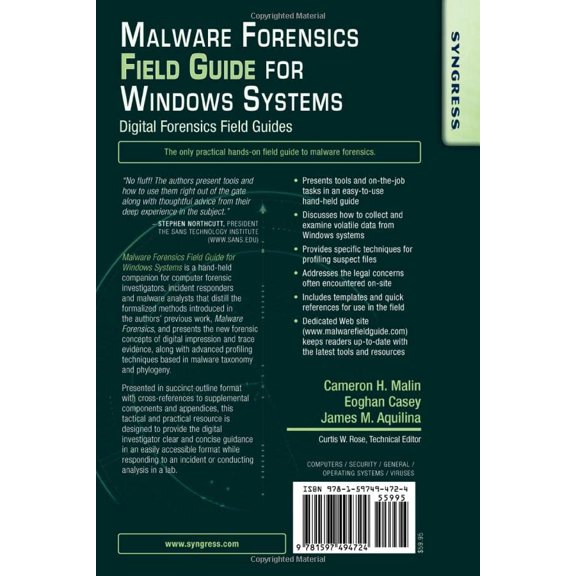 Pre-Owned Malware Forensics Field Guide for Windows Systems: Digital Forensics Field Guides