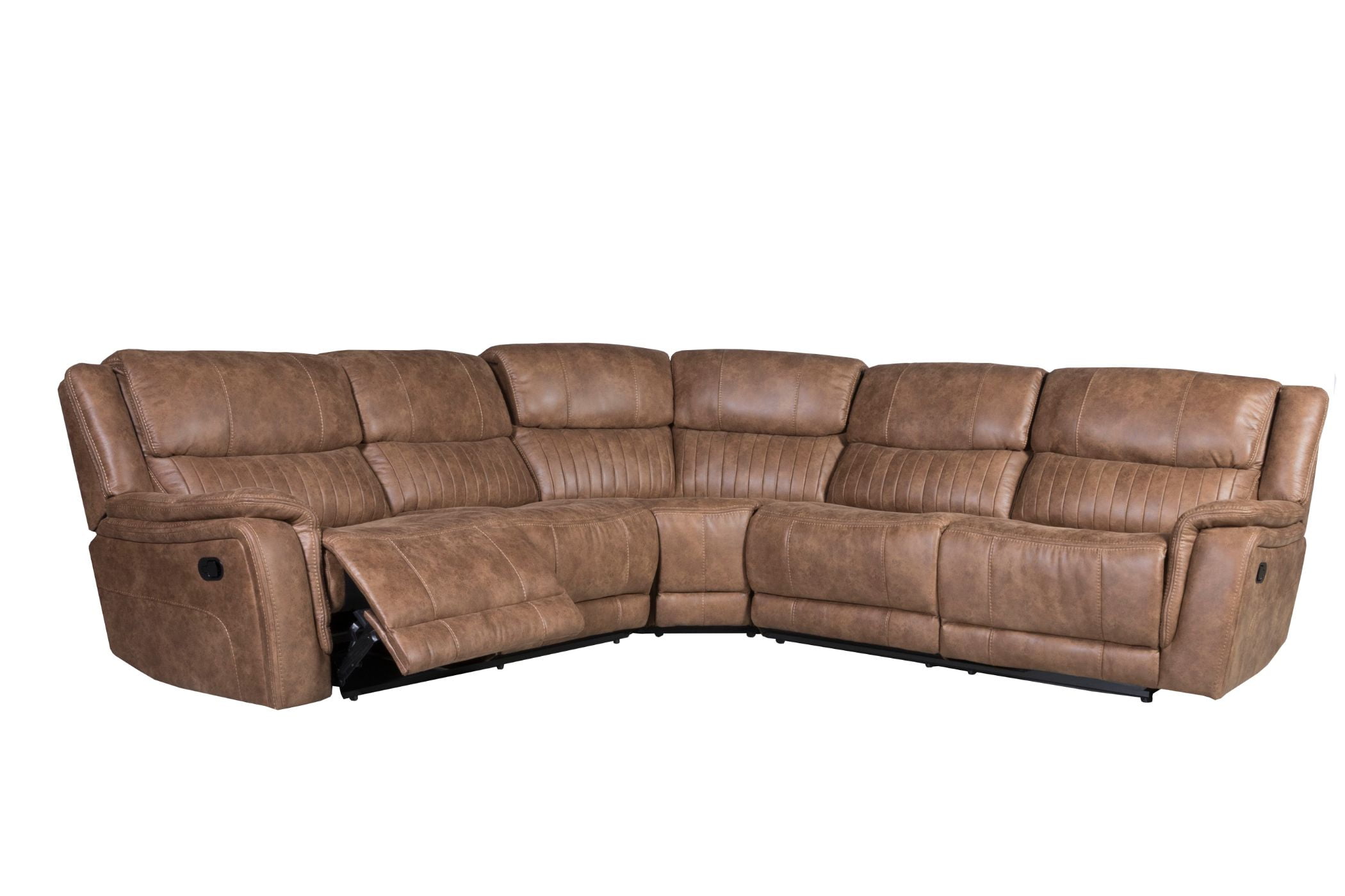 Malyn Brown Faux Leather Reclining Sectional Sofa