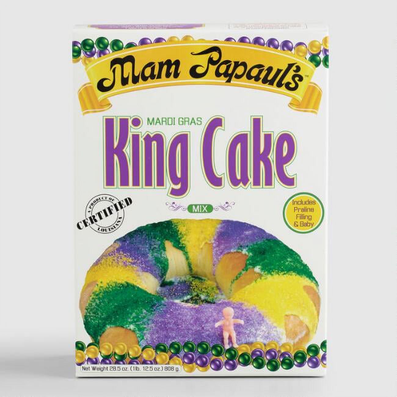 Mam Papaul's Mardi Gras King Cake Mix With Praline Filling (Pack of 2
