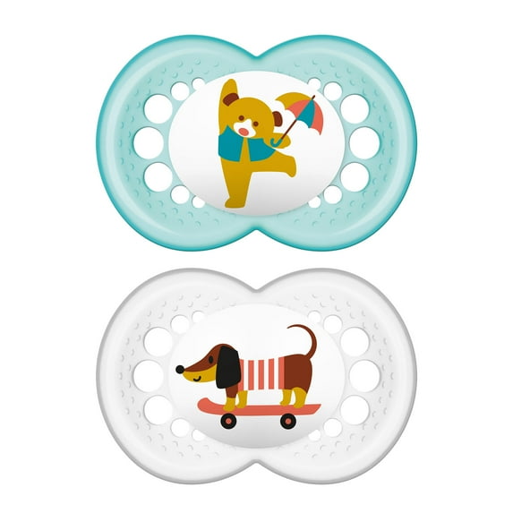 MAM Pacifiers, Baby Pacifier 6+ Months, Best Pacifier for Breastfed Babies, ‘Original’ Design Collection, Boy, 2-Count