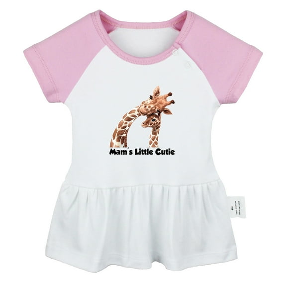 Mam's Little Cutie Funny Dresses For Baby, Newborn Babies Animal Giraffe Pattern Skirts, Infant Princess Dress, 0-24M Kids Graphic Clothes (Pink Raglan Dresses, 0-6 Months)