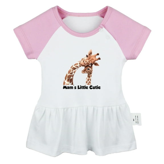 Mam's Little Cutie Funny Dresses For Baby, Newborn Babies Animal Giraffe Pattern Skirts, Infant Princess Dress, 0-24M Kids Graphic Clothes (Pink Raglan Dresses, 0-6 Months)