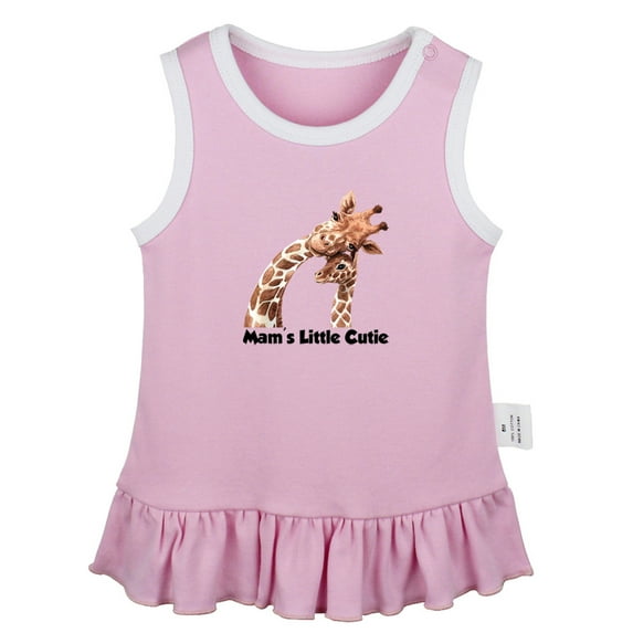 Mam's Little Cutie Funny Dresses For Baby, Newborn Babies Animal Giraffe Pattern Skirts, Infant Princess Dress, 0-24M Kids Graphic Clothes (Pink Sleeveless Dresses, 0-6 Months)