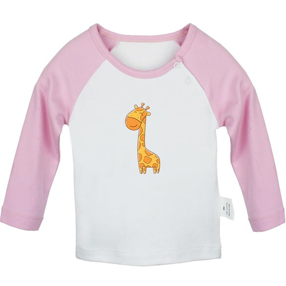 Mam's Little Cutie Funny T shirt For Baby, Newborn Babies Animal Giraffe T-shirts, Infant Tops, 0-24M Kids Graphic Tees Clothing (Long Pink Raglan T-shirt, 6-12 Months)