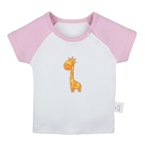 Mam's Little Cutie Funny T shirt For Baby, Newborn Babies Animal Giraffe T-shirts, Infant Tops, 0-24M Kids Graphic Tees Clothing (Short Pink Raglan T-shirt, 6-12 Months)