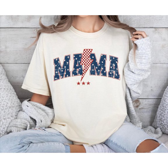 Mama 4th of July Thunder Shirt, Mother Patriotic T-shirt, American Mama Tee, Retro Mama Stars USA Flag Tee, Vintage Mama Thunder Shirt All Size S-5Xl