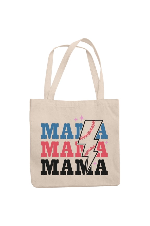Mama, Baseball Themed Art Merch Gift, 12oz Canvas Tote Bag