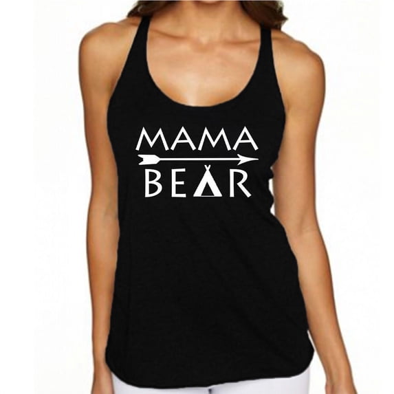 Mama Bear Arrow Printed Black Tank Top Mom Mother Family Tee Small